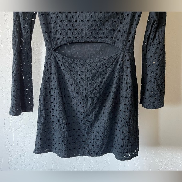 Anthro/ Avec Les Filles| Black Eyelet Dress with Bell Sleeves, Size XS••• - Picture 10 of 15